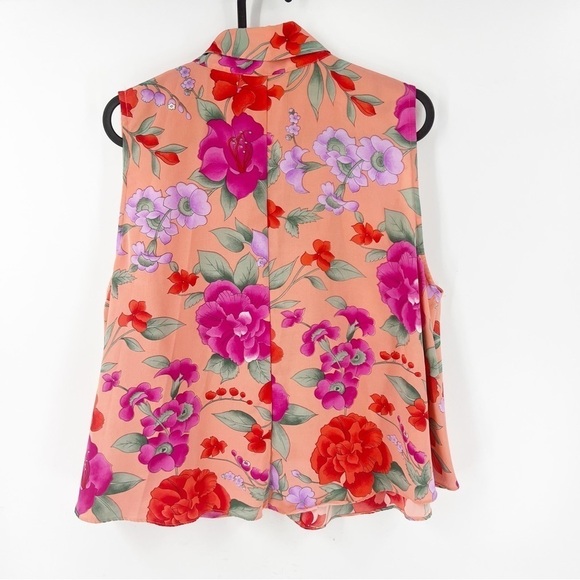 ✅ VICTORIA'S SECRET VINTAGE GOLD LABEL PINK FLORAL PAJAMA TOP SIZE LARGE - Picture 3 of 4